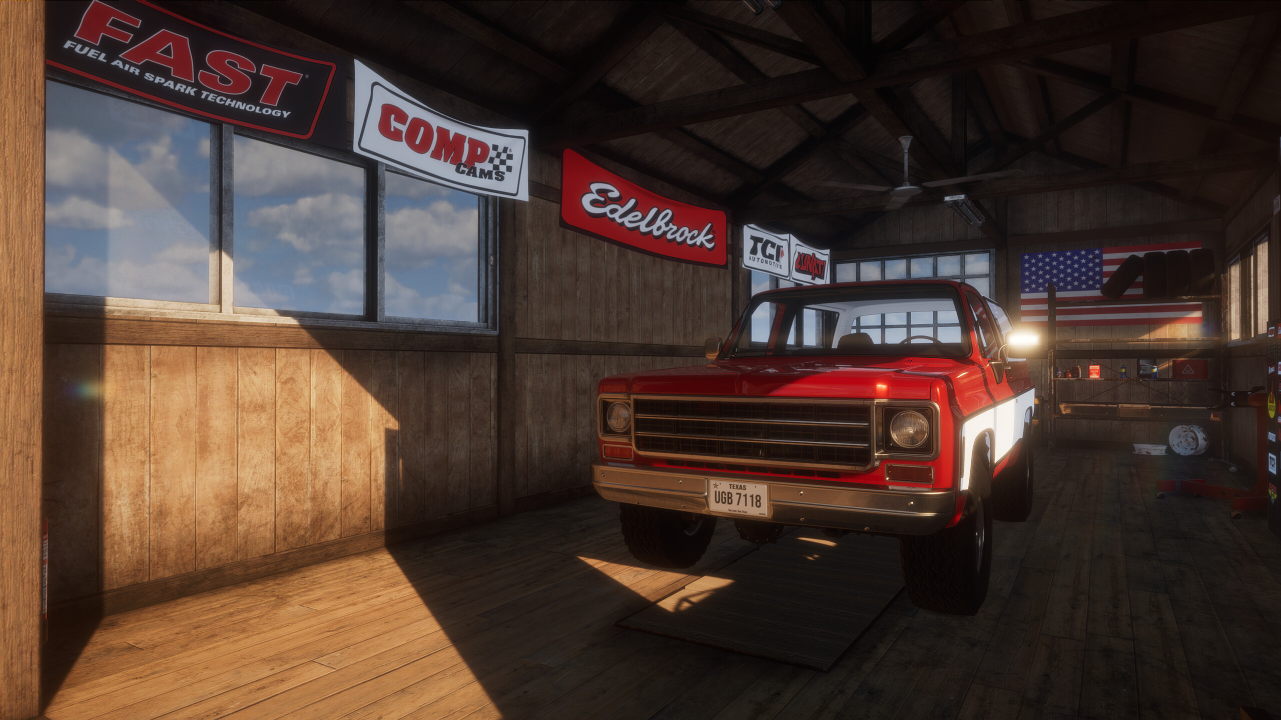 Restored K5 Blazer inside a Breakout Garage workshop